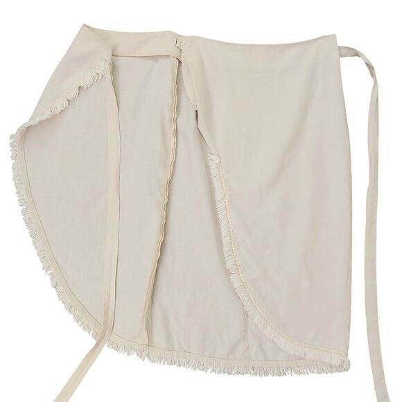Reformation Wrap Skirt Womens Small Beige Linen Blend Fringed Retro Beach - Picture 4 of 11